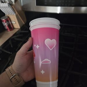 2 Sabrina DD Tumblers NEW Pink and White Tumbler with Heart Design